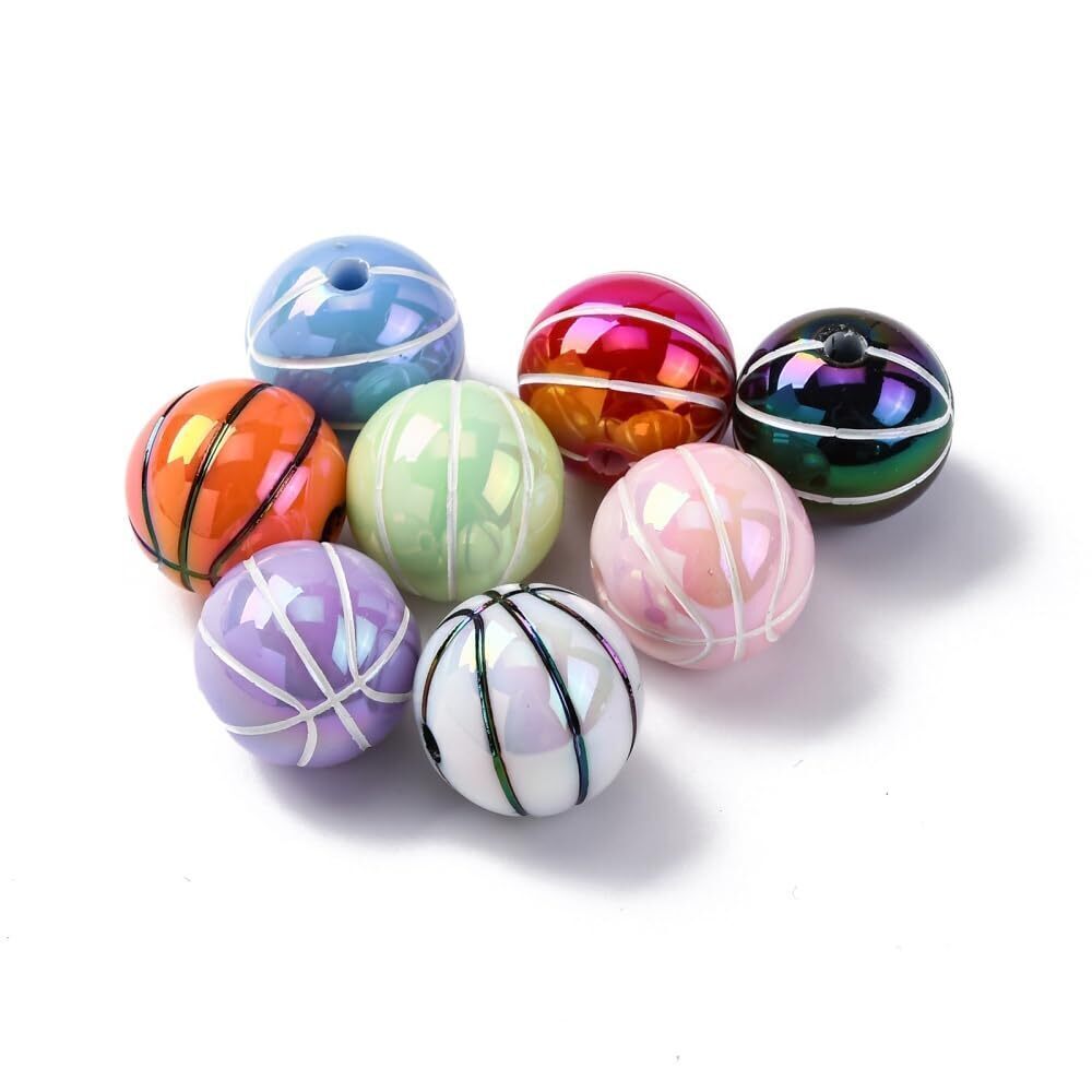 8916 200Pcs AB Color Acrylic Sports Ball Beads 16mm Round Basketball Spacer